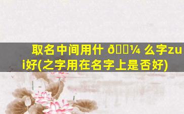 取名中间用什 🐼 么字zui
好(之字用在名字上是否好)